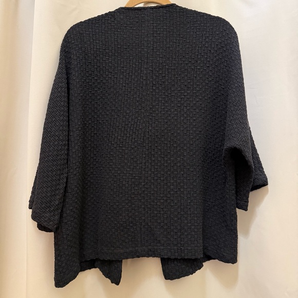 Caroline Rose Black Quilted Style Lagenlook Boho Button Pocket Midi Jacket M - Picture 7 of 14